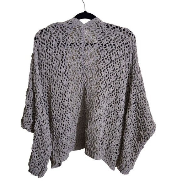 Nicole Miller Arteliar Tan Open Knit Dolman Sleeve Cardigan Sweater Size M - Picture 2 of 5